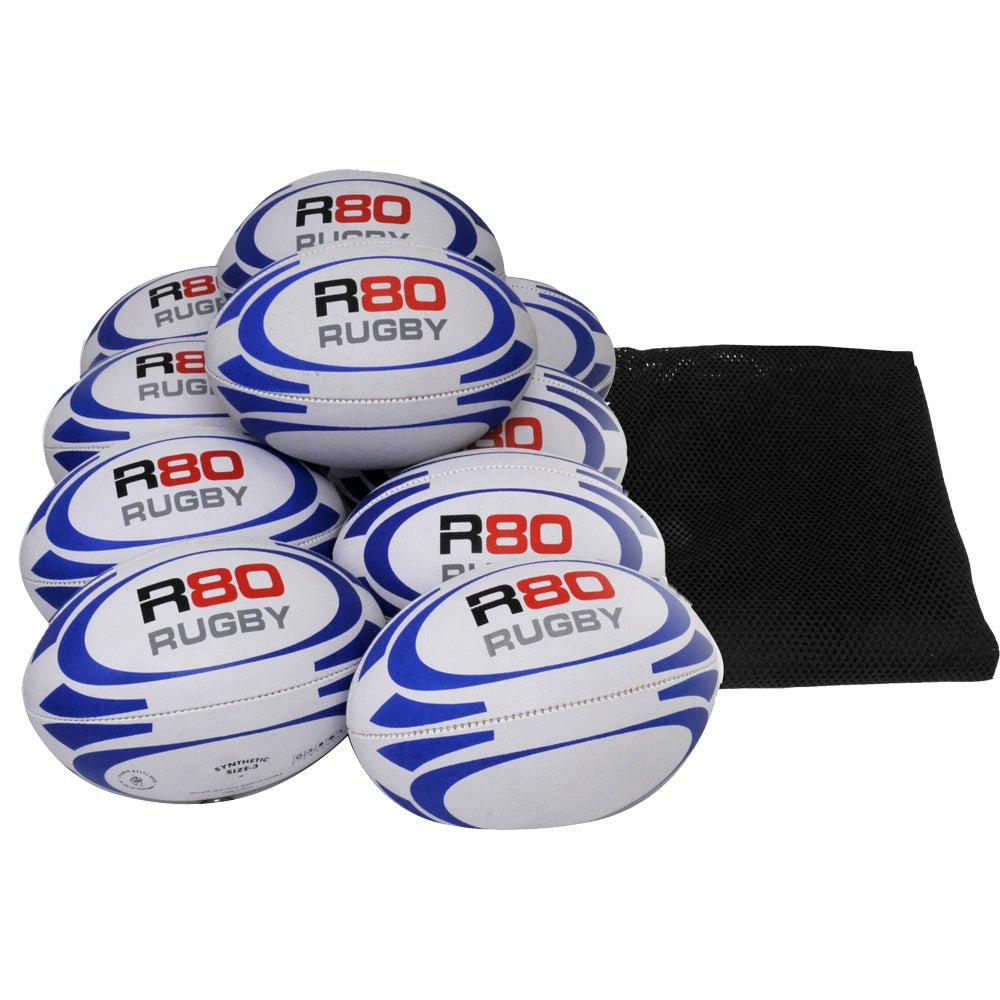 R80 Junior Rugby Ball Packs - Size 3 Blue6 Balls