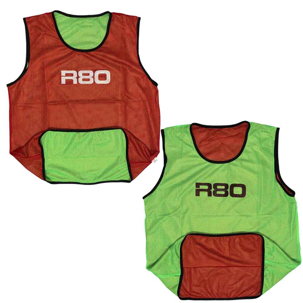 R80 Pro Reversible Training Bibs - LargeGreen / Red
