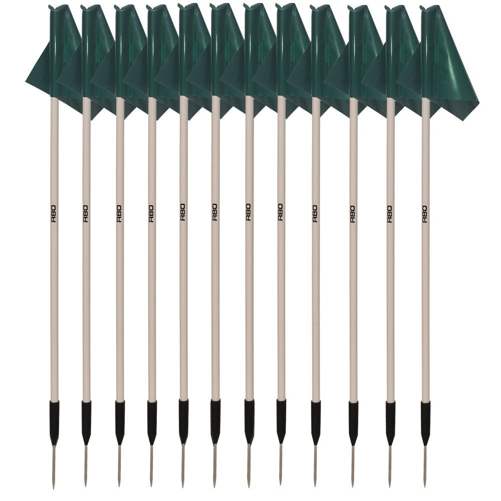 Sideline Pole and Top Tarp Flag Sets - GreenFull Field Set of 14