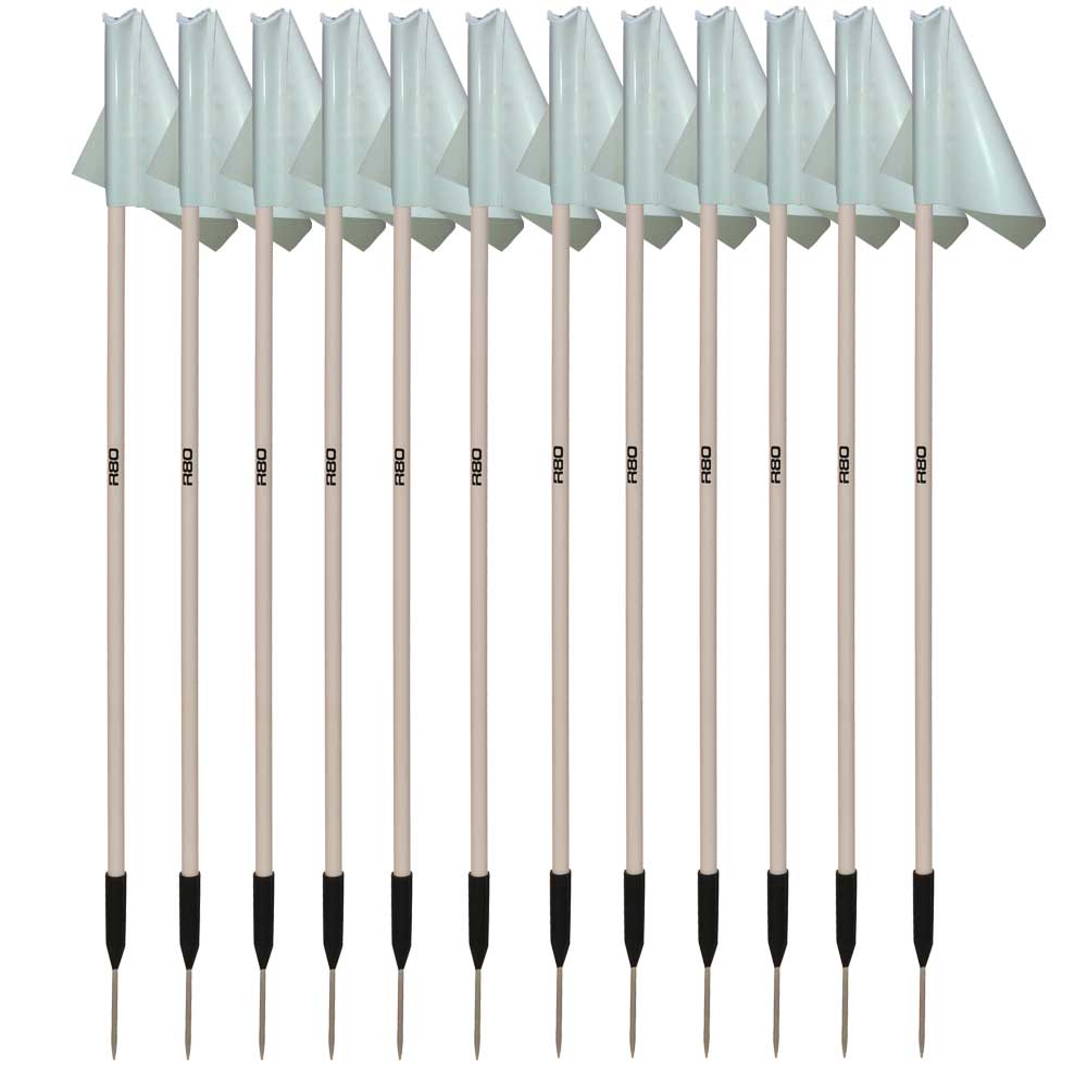 Sideline Pole and Top Tarp Flag Sets - WhiteFull Field Set of 14