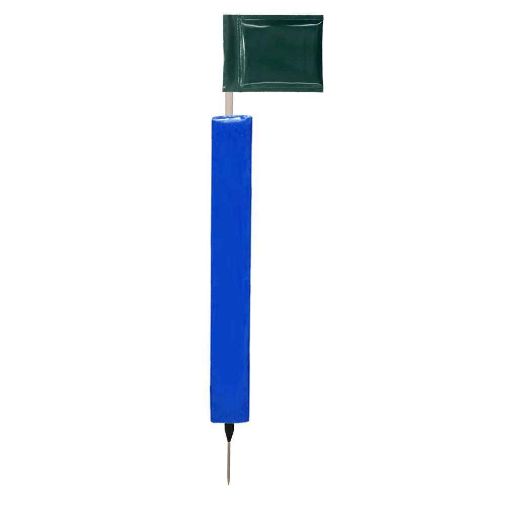 Sideline Pole with Club Colour Flags and Protectors - GreenNavy Blue