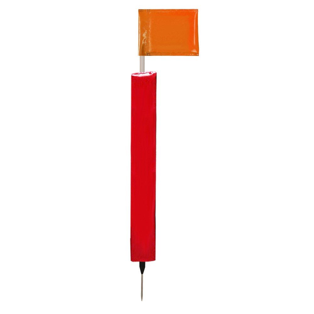 Sideline Pole with Club Colour Flags and Protectors - RedOrange