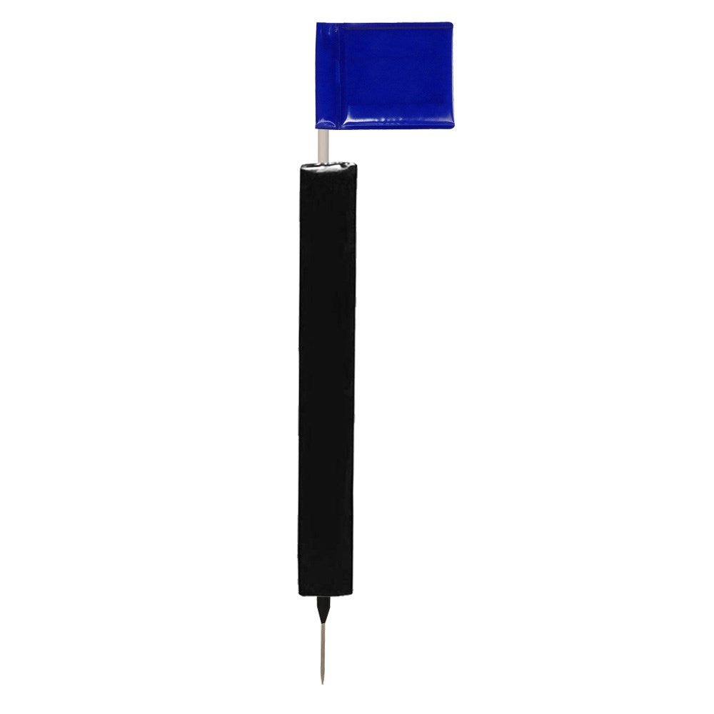 Sideline Pole with Club Colour Flags and Protectors - BlackNavy Blue
