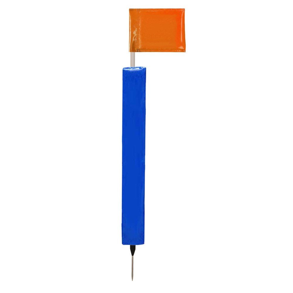 Sideline Pole with Club Colour Flags and Protectors - OrangeRoyal Blue