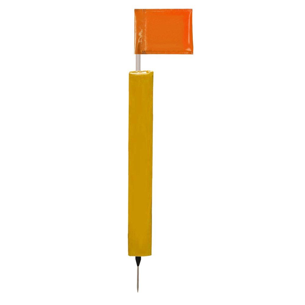Sideline Pole with Club Colour Flags and Protectors - OrangeYellow