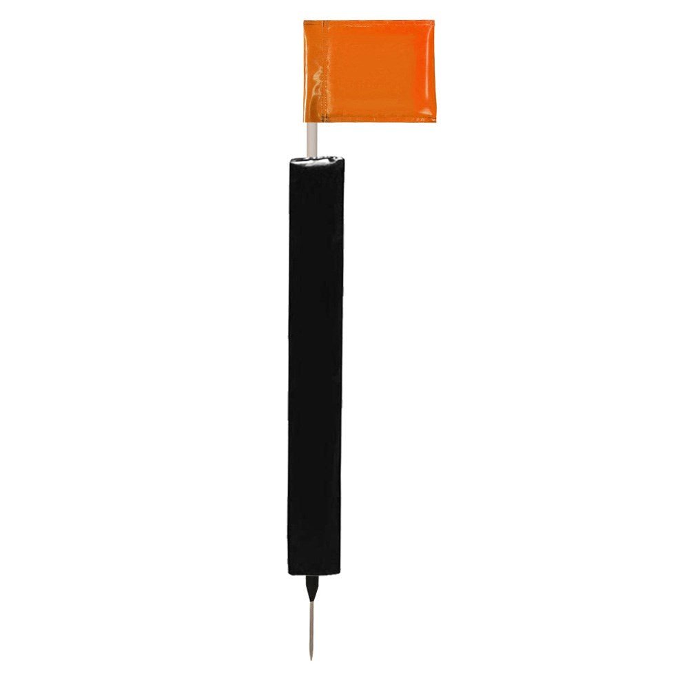 Sideline Pole with Club Colour Flags and Protectors - BlackOrange