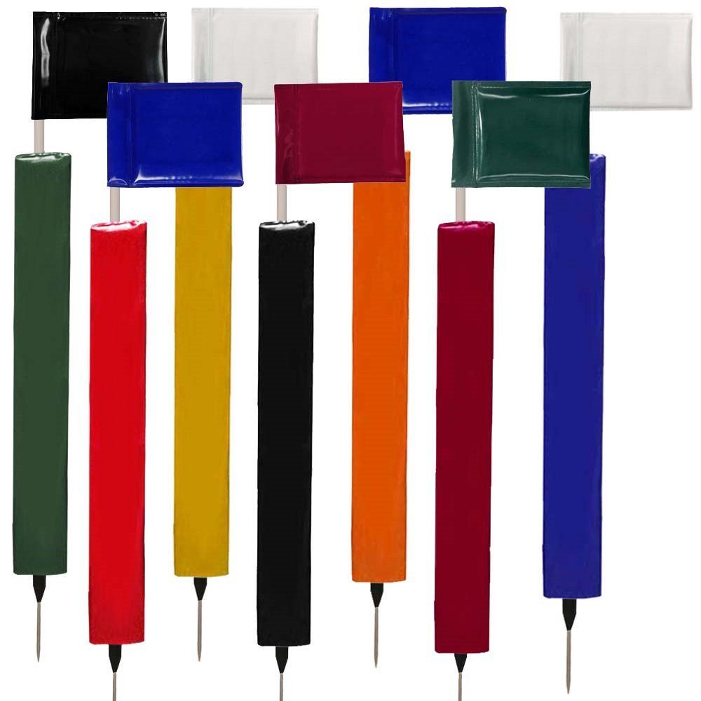Sideline Pole with Club Colour Flags and Protectors - R80 Rugby