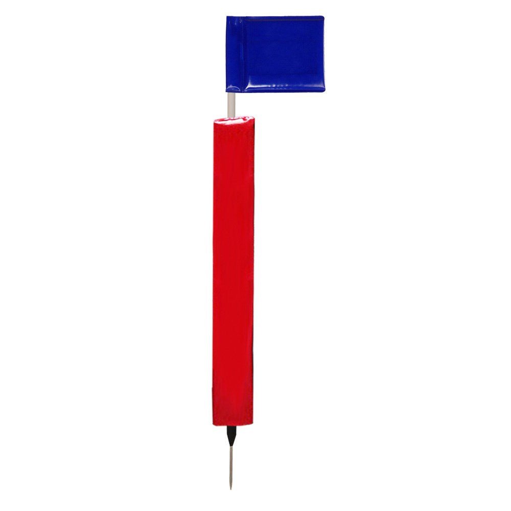Sideline Pole with Club Colour Flags and Protectors - RedNavy Blue