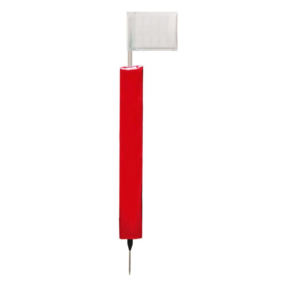 Sideline Pole with Club Colour Flags and Protectors - RedWhite