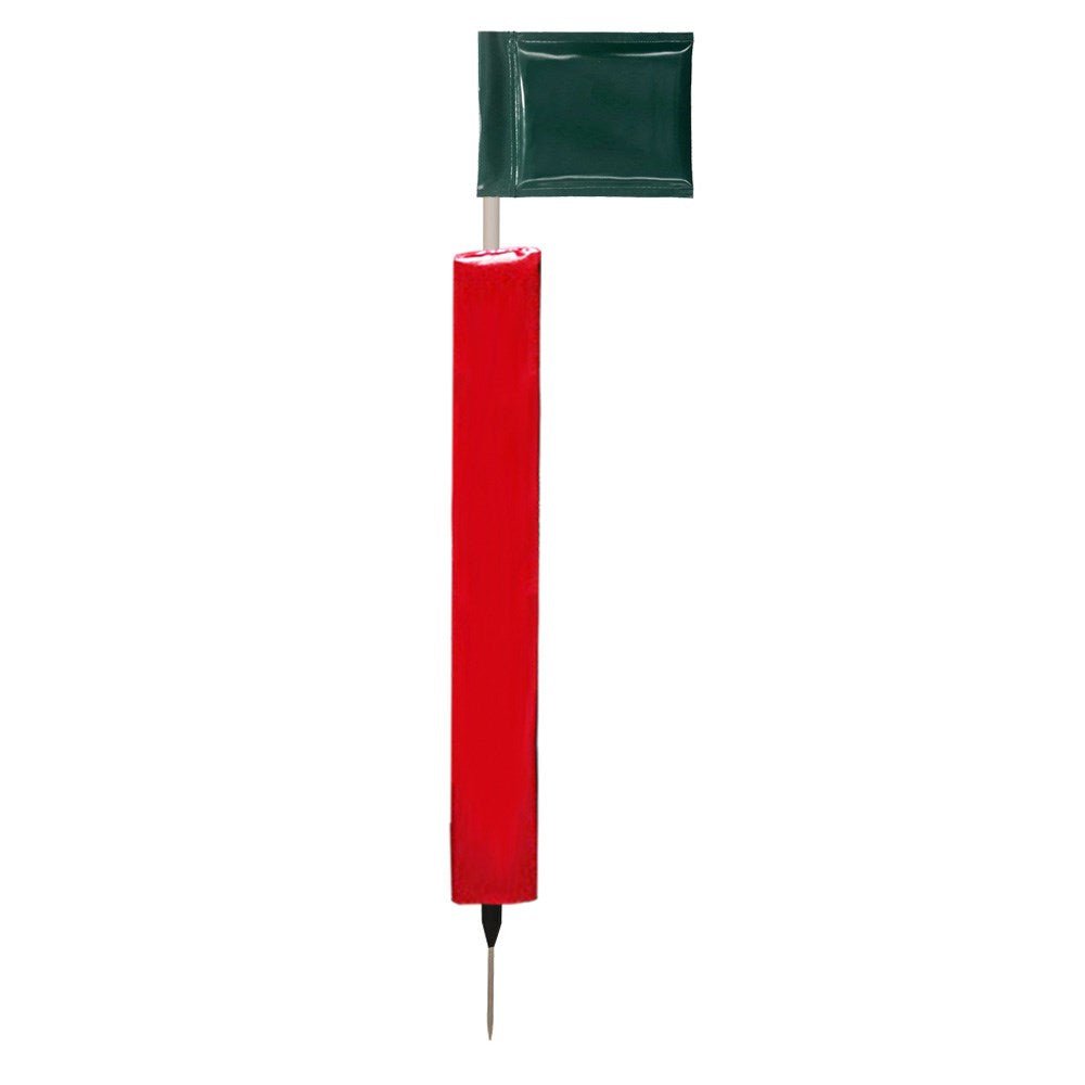 Sideline Pole with Club Colour Flags and Protectors - RedGreen