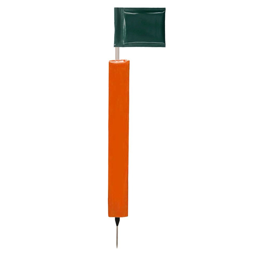 Sideline Pole with Club Colour Flags and Protectors - GreenOrange