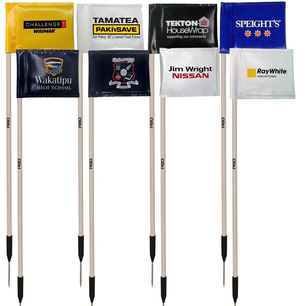 Sideline Poles with Printed Rigid Flags - Red