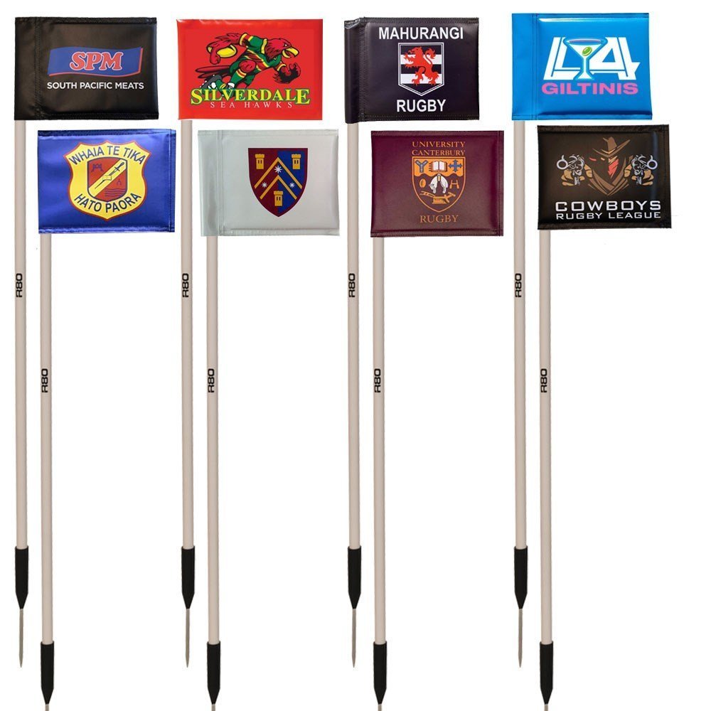 Sideline Poles with Printed Rigid Flags - Red