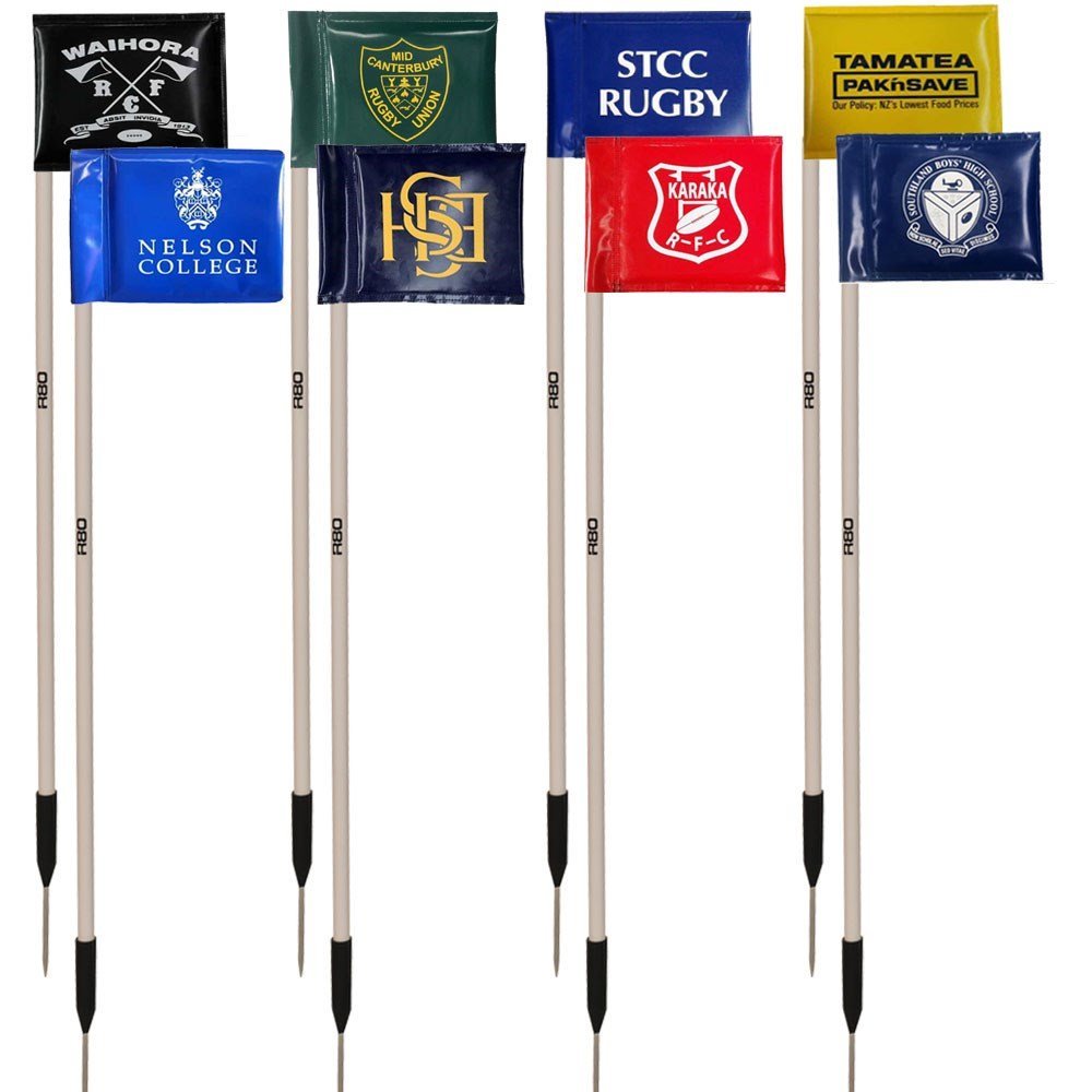 Sideline Poles with Printed Rigid Flags - Red