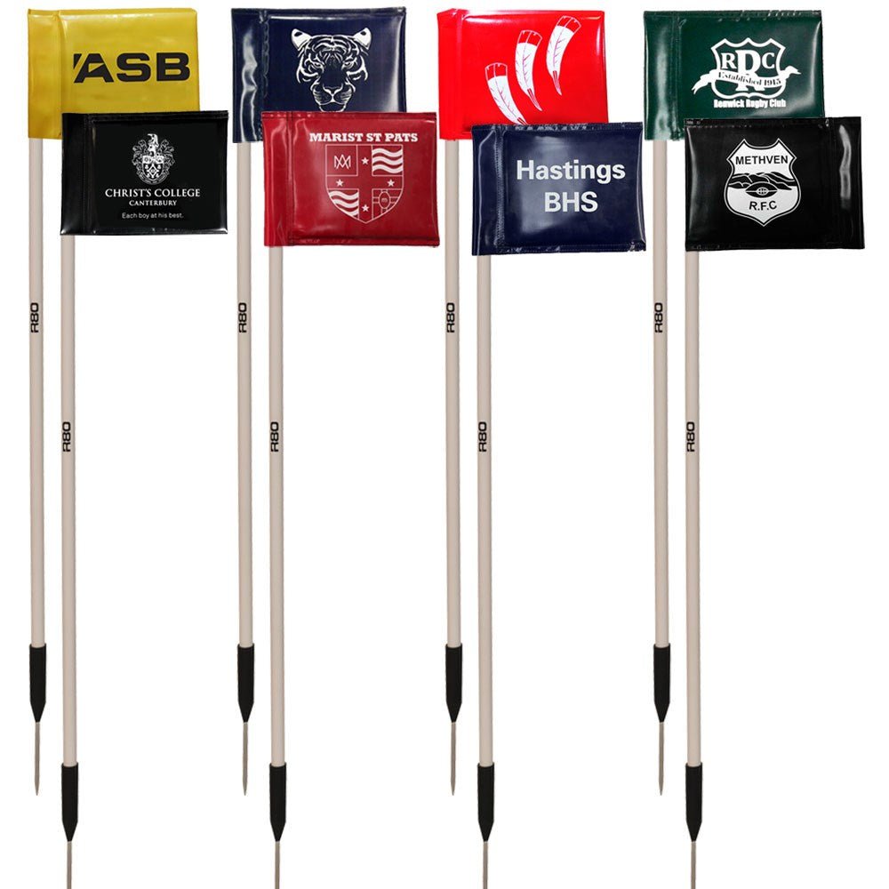 Sideline Poles with Printed Rigid Flags - Red