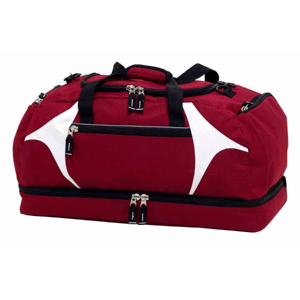 Spliced Zenith Sports Bag - maroon/white